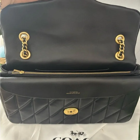 Coach Tabby 33 Quilted Nappa Leather Black With Gold Hardware Shoulder Bag - Picture 8 of 13